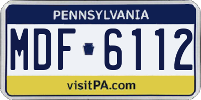PA license plate MDF6112