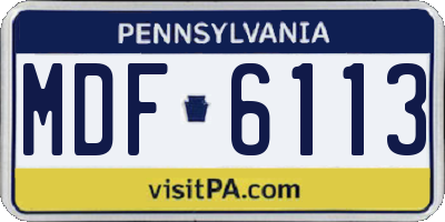 PA license plate MDF6113