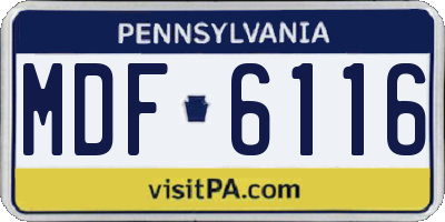 PA license plate MDF6116