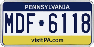 PA license plate MDF6118
