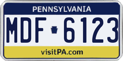 PA license plate MDF6123