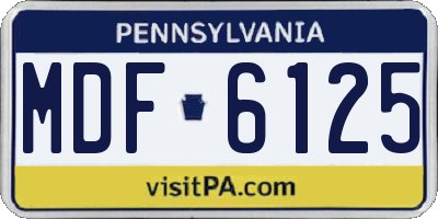 PA license plate MDF6125