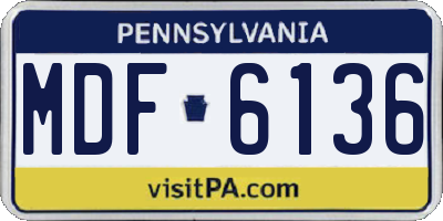 PA license plate MDF6136