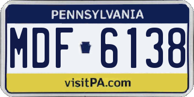 PA license plate MDF6138