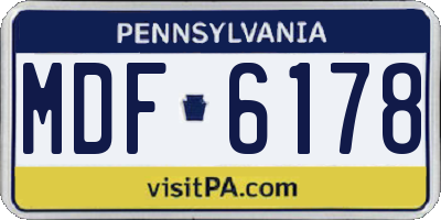 PA license plate MDF6178