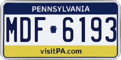 PA license plate MDF6193