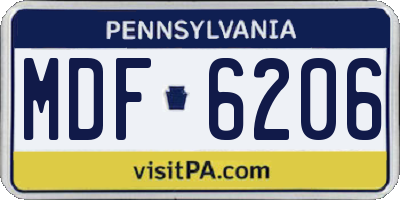 PA license plate MDF6206