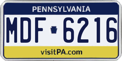 PA license plate MDF6216
