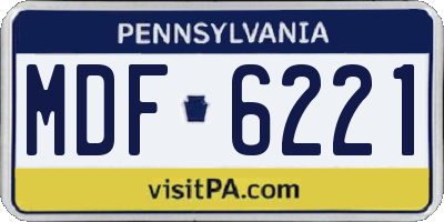 PA license plate MDF6221