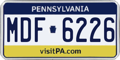 PA license plate MDF6226