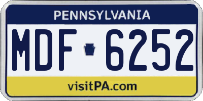 PA license plate MDF6252