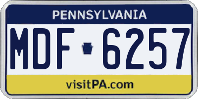 PA license plate MDF6257
