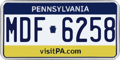 PA license plate MDF6258