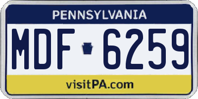 PA license plate MDF6259