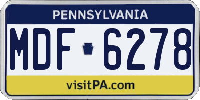 PA license plate MDF6278