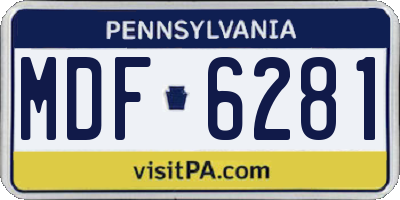 PA license plate MDF6281