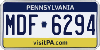 PA license plate MDF6294