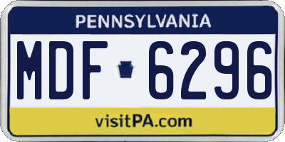 PA license plate MDF6296
