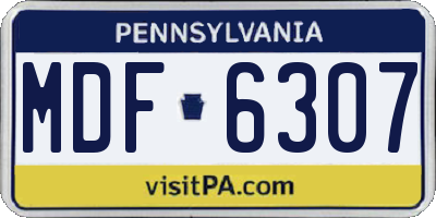 PA license plate MDF6307