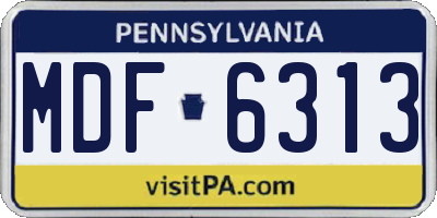 PA license plate MDF6313