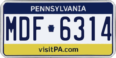 PA license plate MDF6314
