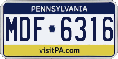 PA license plate MDF6316