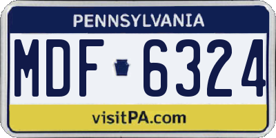 PA license plate MDF6324