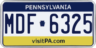 PA license plate MDF6325
