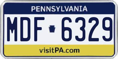 PA license plate MDF6329