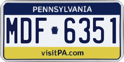 PA license plate MDF6351