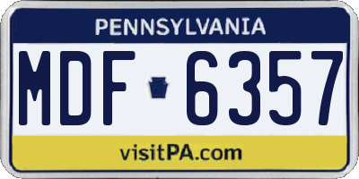PA license plate MDF6357
