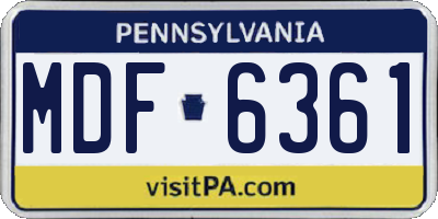 PA license plate MDF6361