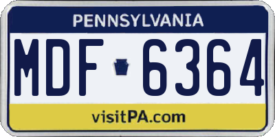 PA license plate MDF6364