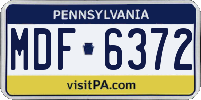 PA license plate MDF6372