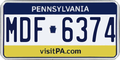PA license plate MDF6374