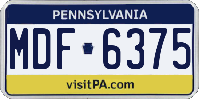 PA license plate MDF6375
