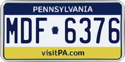 PA license plate MDF6376
