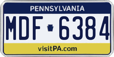 PA license plate MDF6384
