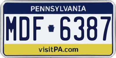 PA license plate MDF6387