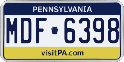 PA license plate MDF6398