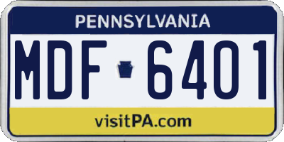 PA license plate MDF6401