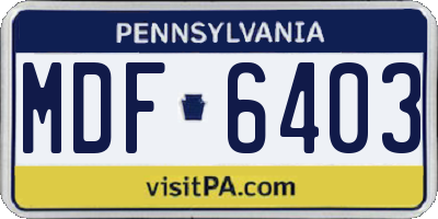 PA license plate MDF6403