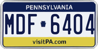 PA license plate MDF6404