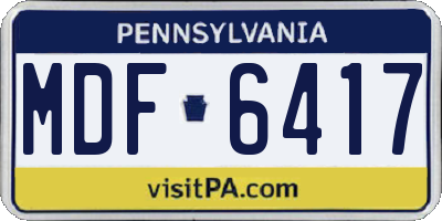 PA license plate MDF6417