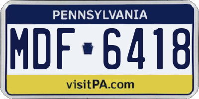 PA license plate MDF6418