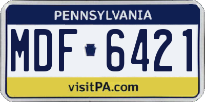 PA license plate MDF6421
