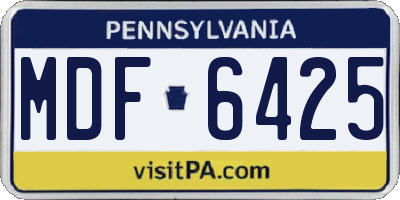 PA license plate MDF6425