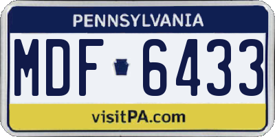 PA license plate MDF6433