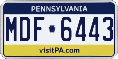 PA license plate MDF6443
