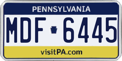PA license plate MDF6445